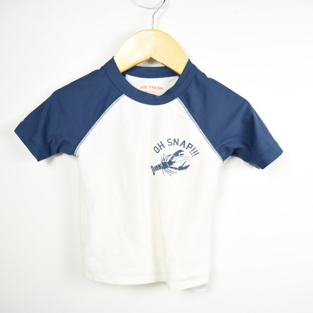 white & blue rashguard top 2T